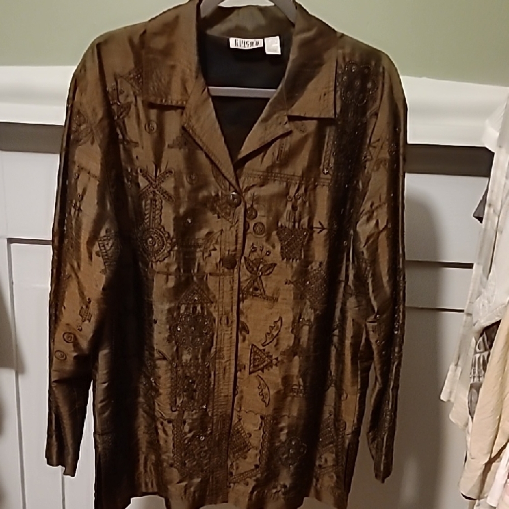 Chico's Brown Embroidered Blazer